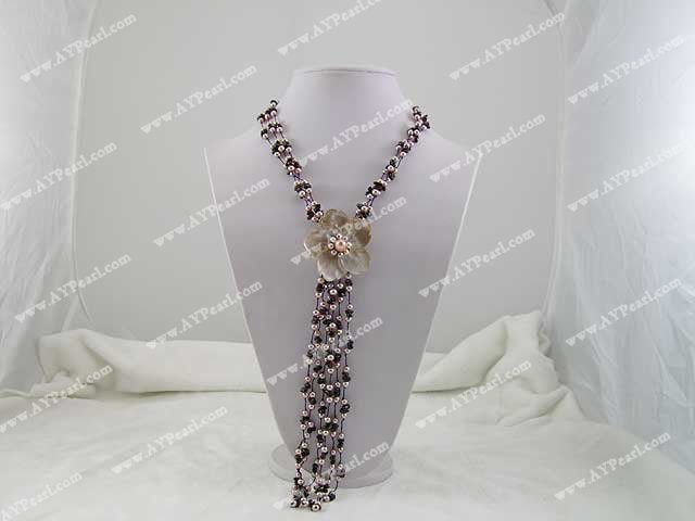 garnet pearl shell necklace