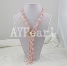 Wholesale Gemstone Necklace-rose quartz pearl shell necklace