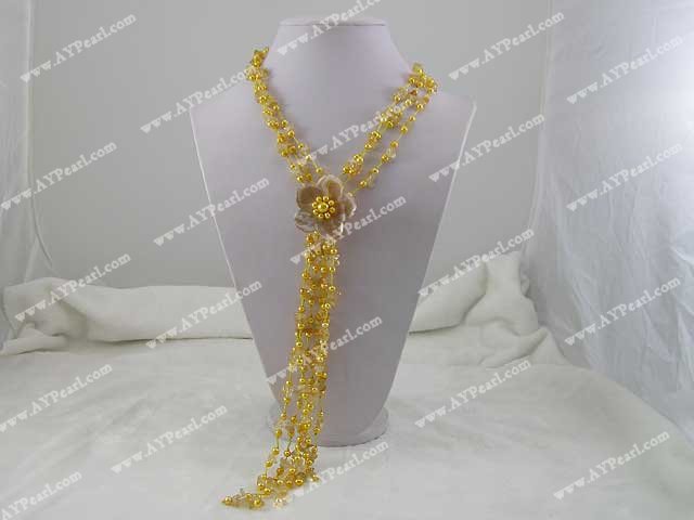 pearl shell crystal necklace