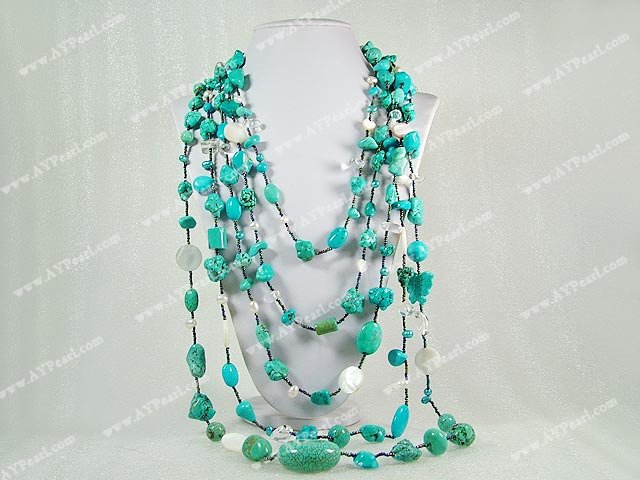 turquoise shell crystal necklace