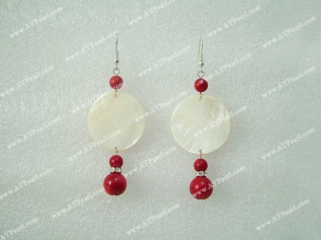 blood stone shell earrings