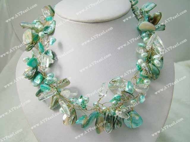 pearl shell crystal necklace