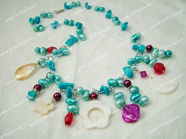 pearl shell turquoise necklace