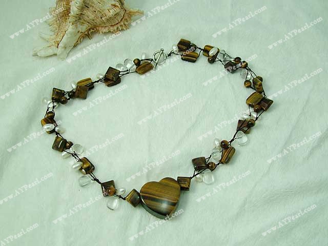 tiger eye crystal pearl necklace