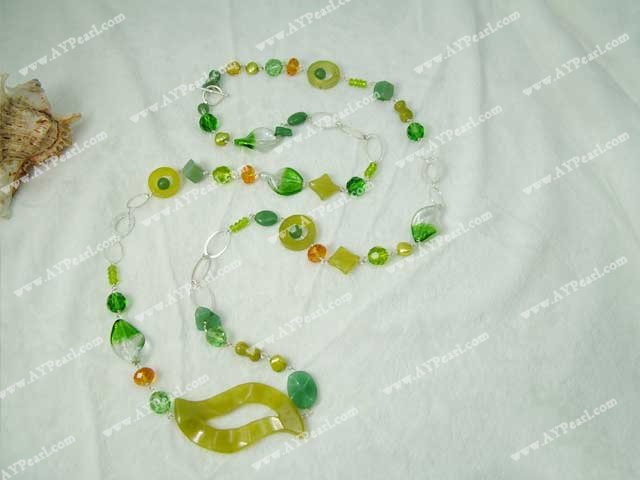 925 silver jade colored glaze crystal necklace