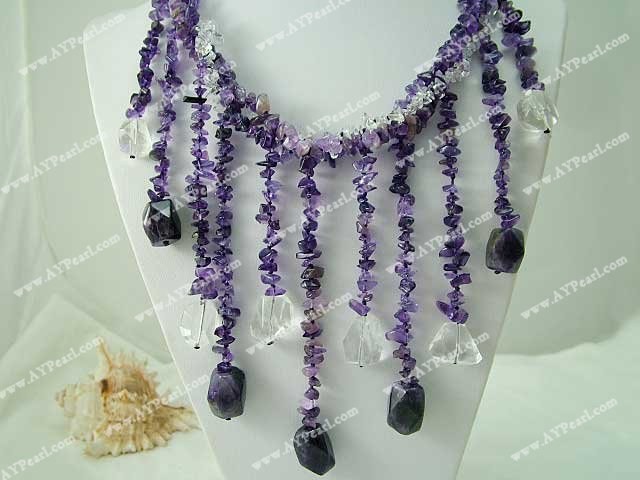 amethyst white crystal necklace