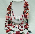 Wholesale Jewelry-Coral blood stone shell necklace