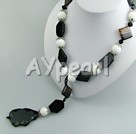 Wholesale Gemstone Necklace-white porcelain black agate necklace