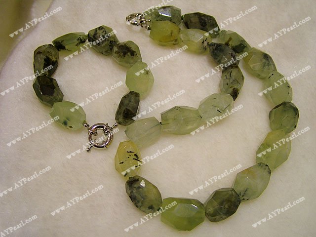 Green rutilated quartz set