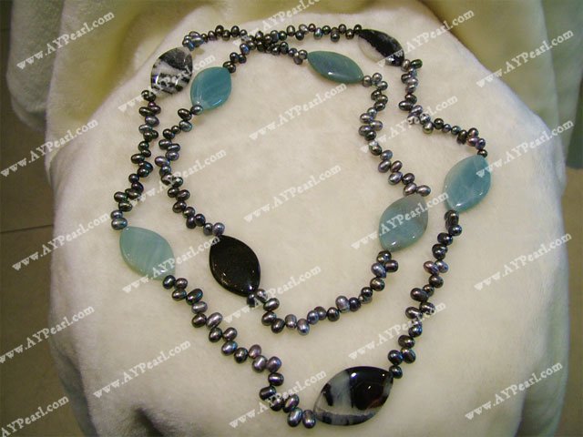 black pearl amazon stone necklace