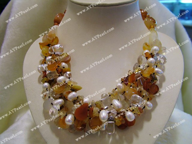 pearl agate crystal necklace