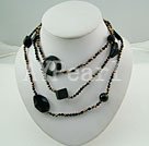 Wholesale Gemstone Necklace-crystal black agate necklace