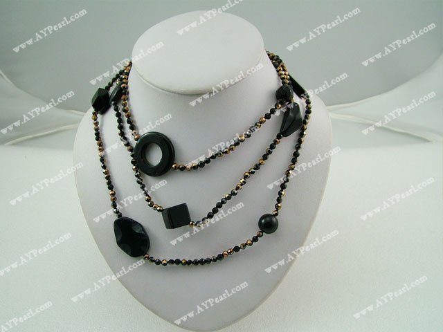 crystal black agate necklace