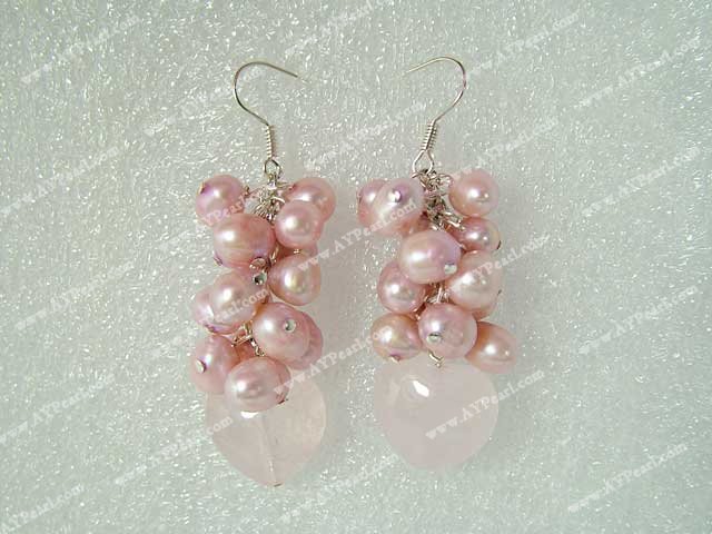 pearl rose quartz earring