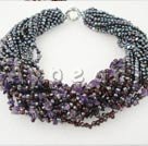 Wholesale Jewelry-black pearl garnet amethyst necklace