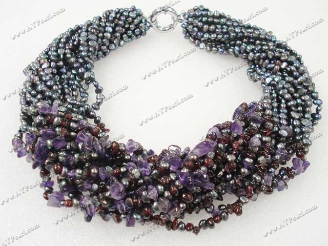 black pearl garnet amethyst necklace