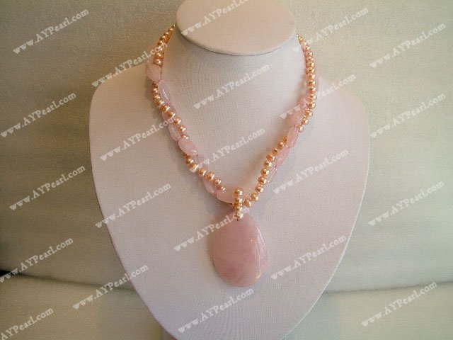 Rose quartz pearl necklace