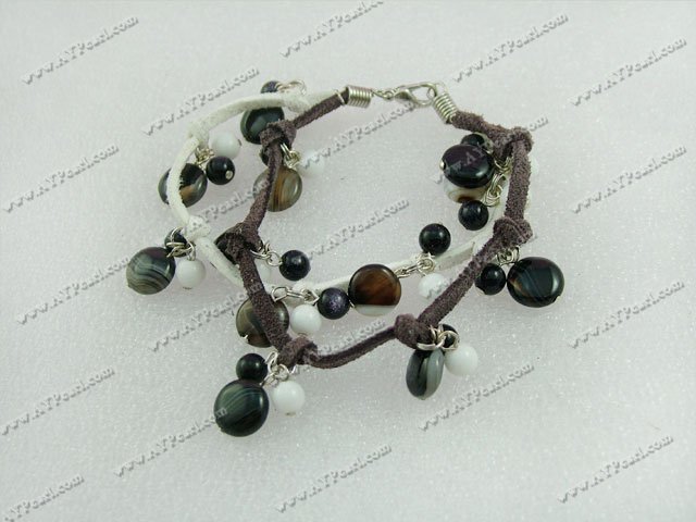 white porcelain black agate bracelet