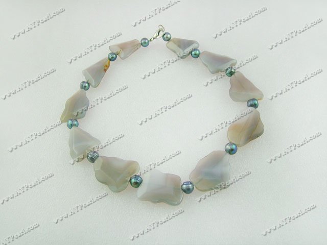 gray agate pearl necklace