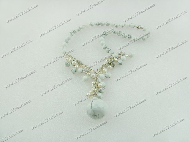 pearl white turquoise necklace