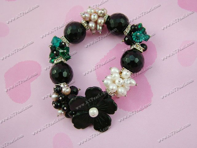 pearl black agate bracelet