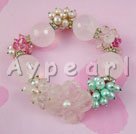 Wholesale Gemstone Bracelet-pearl rose quartz crystal bracelet