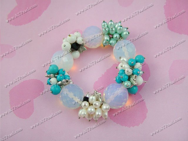 pearl turquoise crystal bracelet