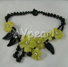 Wholesale Gemstone Necklace-black agate peridot flower necklace