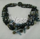 Wholesale Gemstone Necklace-flashing stone agate pearl necklace