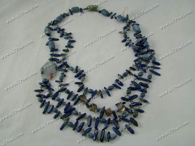 Sodalite smoky quartz necklace