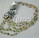 Wholesale Gemstone Jewelry-pearl crystal shell flower necklace