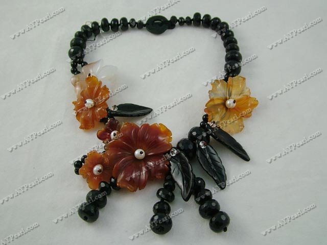 black red agate necklace