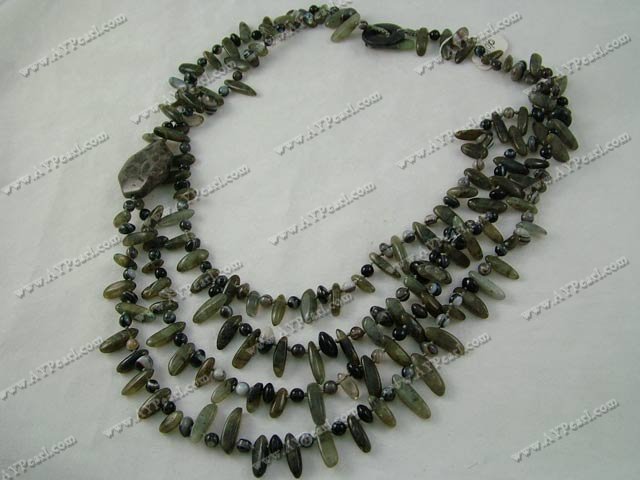 flashing stone black agate necklace