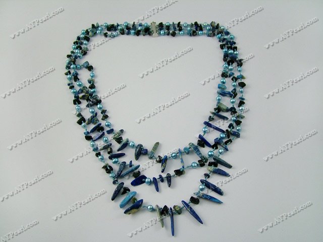 black stone pearl lapis lazuli necklace