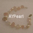 Wholesale Gemstone Jewelry-pearl Rose quartz bracelet