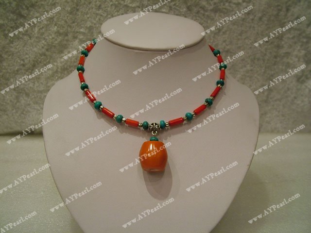 Turquoise coral necklace