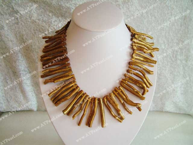 gold sponge coral necklace