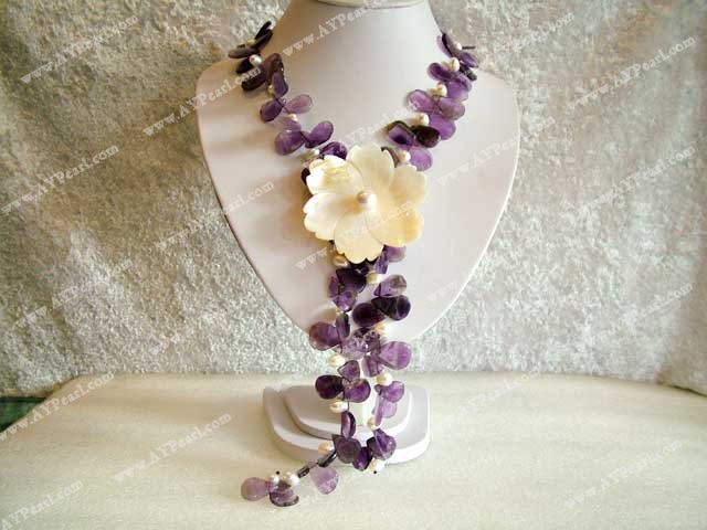 Amethyst shell necklace