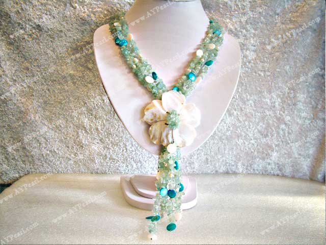 Aquamarine shell necklace