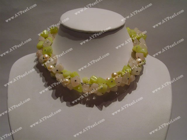 lemon jade pearl necklace