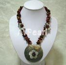 Wholesale Gemstone Jewelry-black shellSilver Leaf Agate necklace