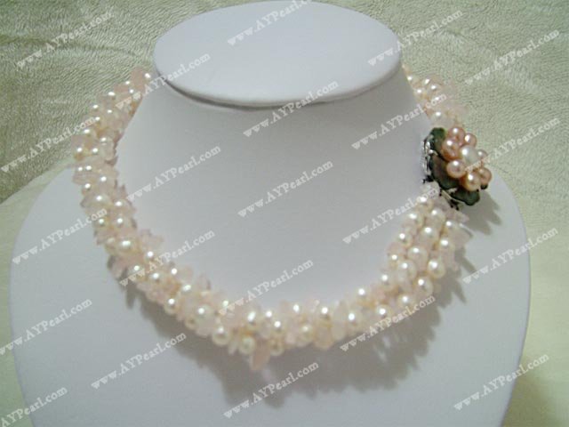 Rose quartz pearl necklace