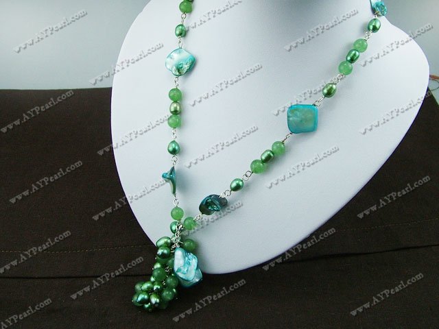 aventurine shell pearl necklace