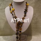 Wholesale Gemstone Jewelry-brown tiger eye shell necklace