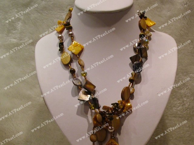 brown tiger eye shell necklace