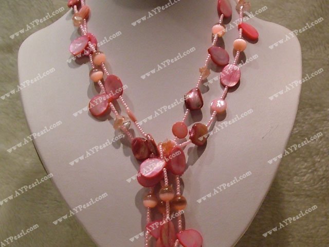 pink series cat's eye shell necklace