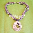 Wholesale Gemstone Necklace-amythyst pearl jade necklace