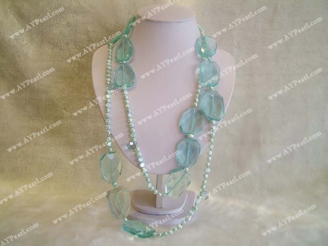 blue quartz pearl necklace