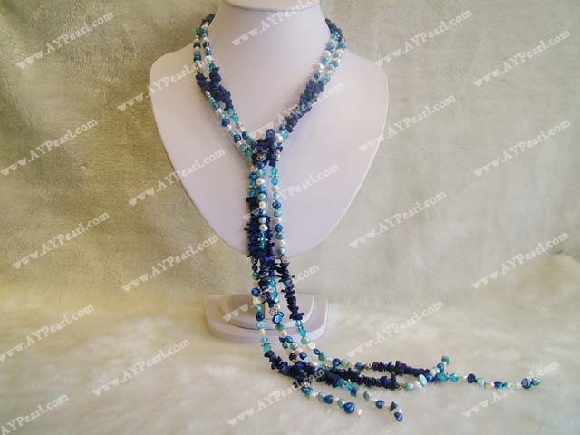 Sodalite pearl necklace