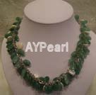 Wholesale Gemstone Necklace-aventurine jades white coin pearls necklace